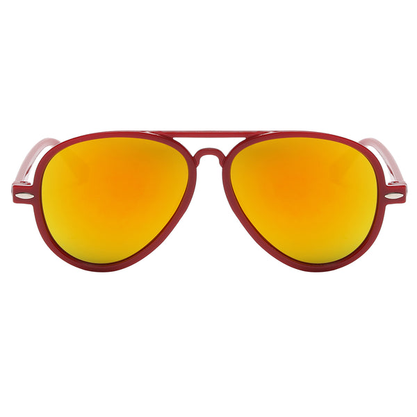 Kids Aviator Sunglasses - Red Frame / Mirror Lens