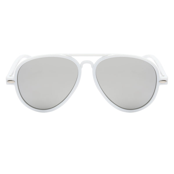 Kids Aviator Sunglasses - White Frame / Mirror Lens
