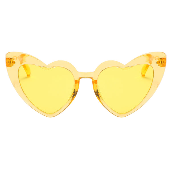 Kids Heart Sunglasses - Yellow Transparent Frame