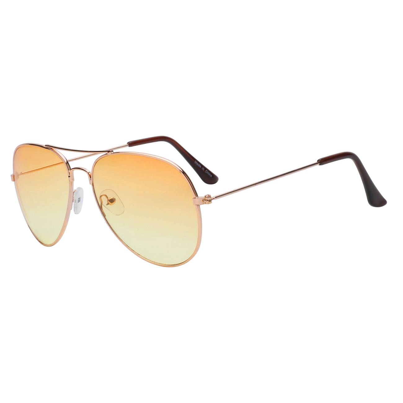 Aviator Sunglasses - Gold Frame / Orange Yellow Two-tone Lens