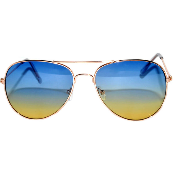 Aviator Sunglasses - Gold Frame / Turquoise Two-tone Lens