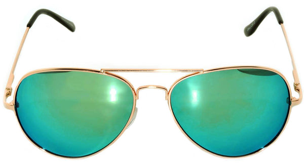 Aviator Sunglasses - Gold Frame / Yellow Mirror Lens / Spring Hinges