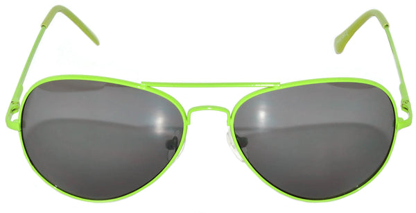 Aviator Sunglasses - Green Frame / Smoke Lens / Spring Hinges