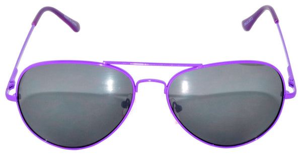 Aviator Sunglasses - Purple Frame / Smoke Lens / Spring Hinges