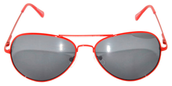 Aviator Sunglasses - Red Frame / Smoke Lens / Spring Hinges