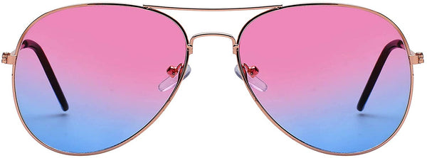 Aviator Sunglasses - Gold Frame / Pink Blue Two-tone Lens
