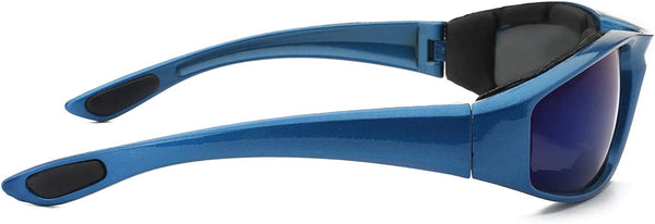 Motorcycle Sunglasses - Blue Frame / Blue MIrror Lens
