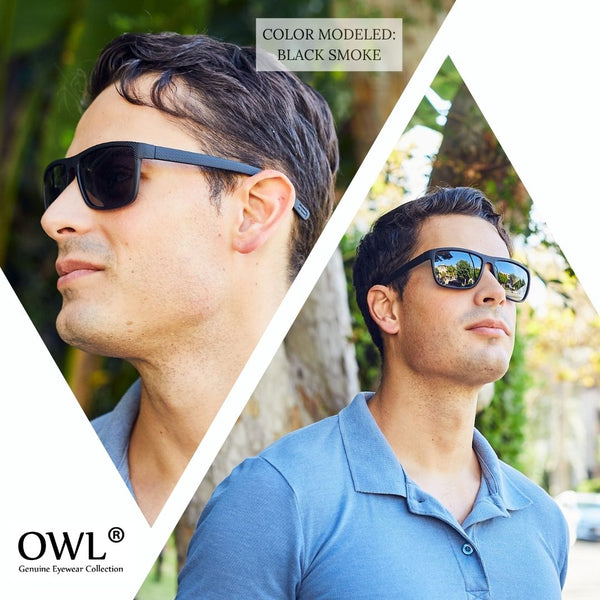 Men's Sporty Polarized Sunglasses - Black Frame / Orange Mirror Lens