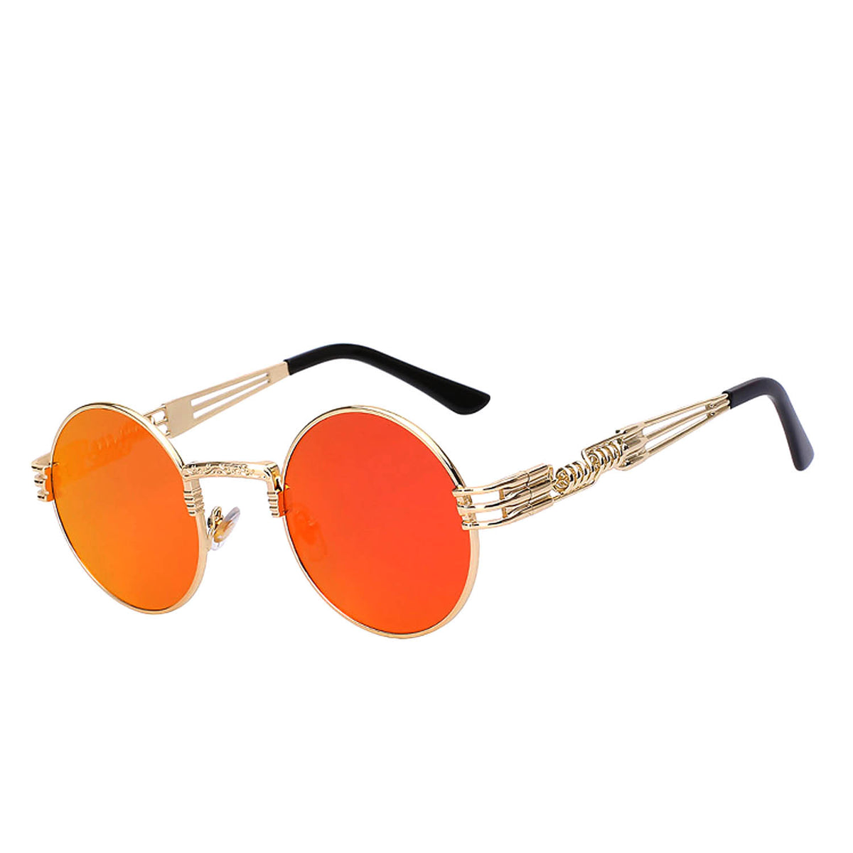 Stylish Red Sunglasses with Gold Accents Buy Retro Oval Sunglasses with Gold Metal Frame, Red Tinted  main image 4