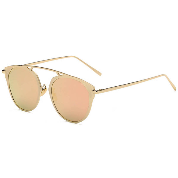 Designer Round Sunglasses - Gold Frame / Fire Mirror Lens