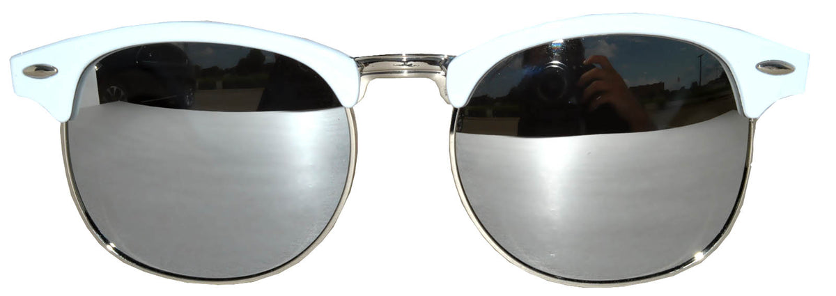 NWT semi-rimless clear tinted mirrored lens combo frame eyewear Silver Wide Rectangle Rimless Tinted Sunglasses with Light  main image 4