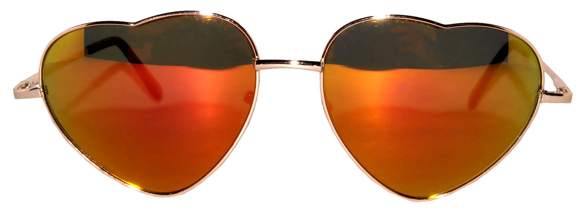 Heart Sunglasses UV400 Polycarbonate Lens Metal Frame (Gold 