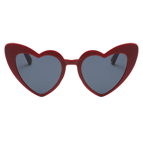 Heart Sunglasses - Maroon Frame / Smoke Lens