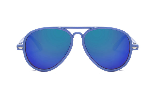 Kids Aviator Sunglasses - Blue Frame / Mirror Lens