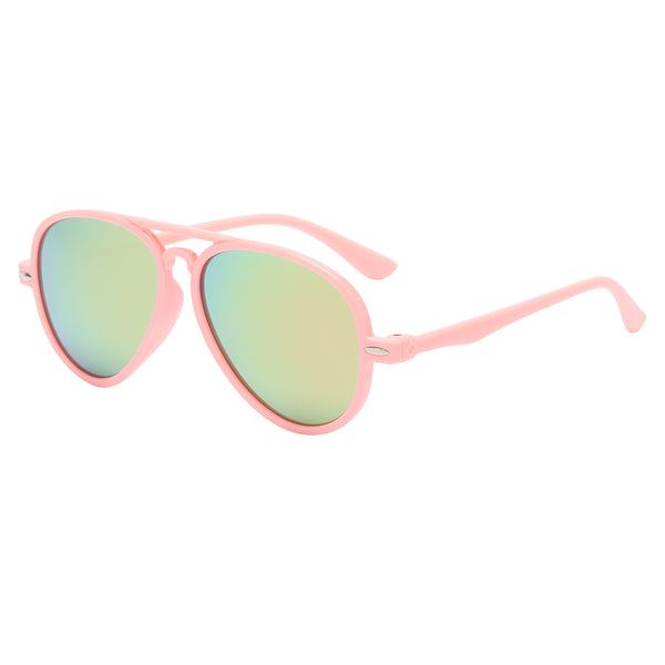 Kids Aviator Sunglasses - Pink Frame / Mirror Lens