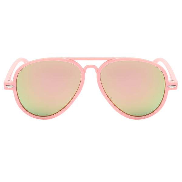 Kids Aviator Sunglasses - Pink Frame / Mirror Lens