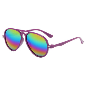 Kids Aviator Sunglasses - Purple Frame / Mirror Lens