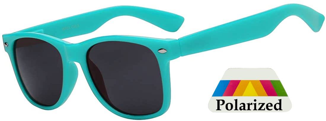 Retro Kids Rectangle Sunglasses - Turquoise Frame / Smoke Polarized Lens