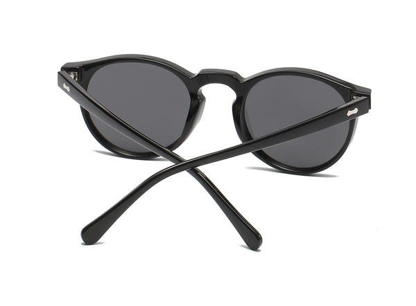 Round Polarized Sunglasses - Black Frame