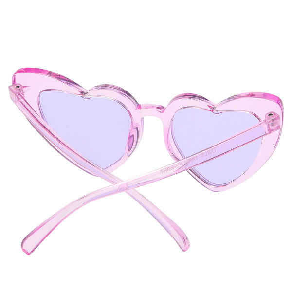 Kids Heart Sunglasses - Purple Transparent Frame