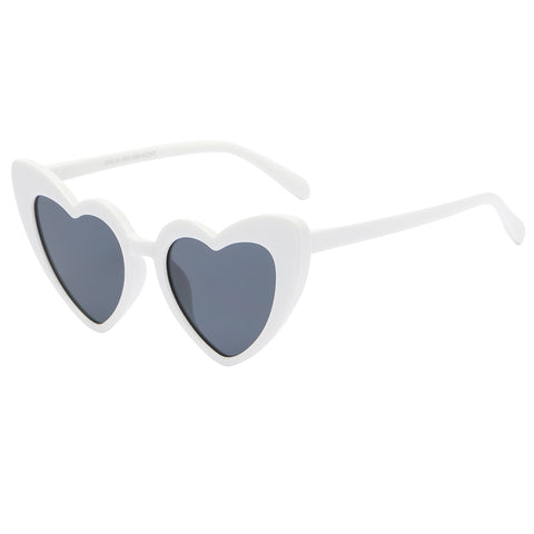 Kids Heart Sunglasses - White Frame / Smoke Lens