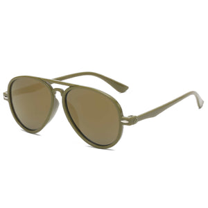 Kids Aviator Sunglasses - Brown Frame / Mirror Lens