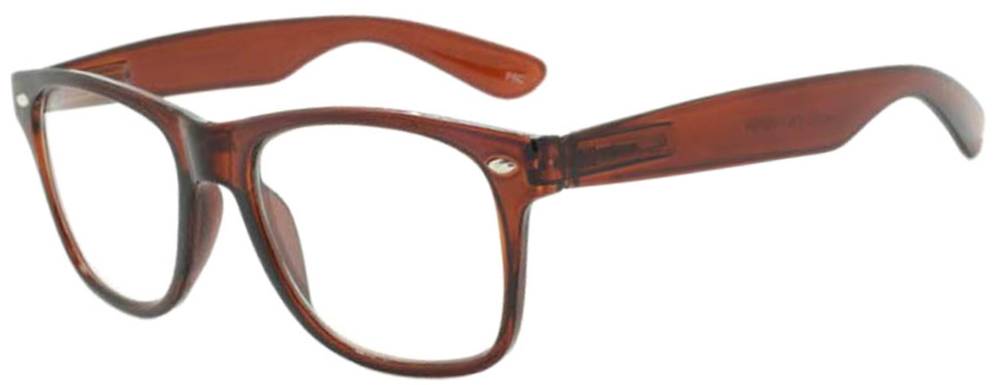 Retro Sunglasses - Brown Frame / Clear Lens