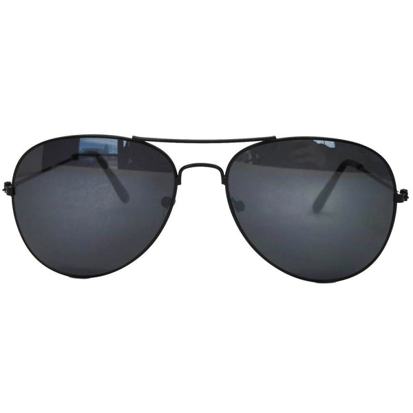Aviator Sunglasses - Black Metal Frame / Smoke Lens