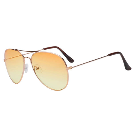 Aviator Sunglasses - Gold Frame / Orange Yellow Two-tone Lens