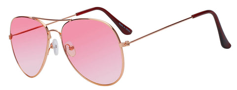 Aviator Sunglasses - Gold Frame / Pink Clear Two-tone Lens