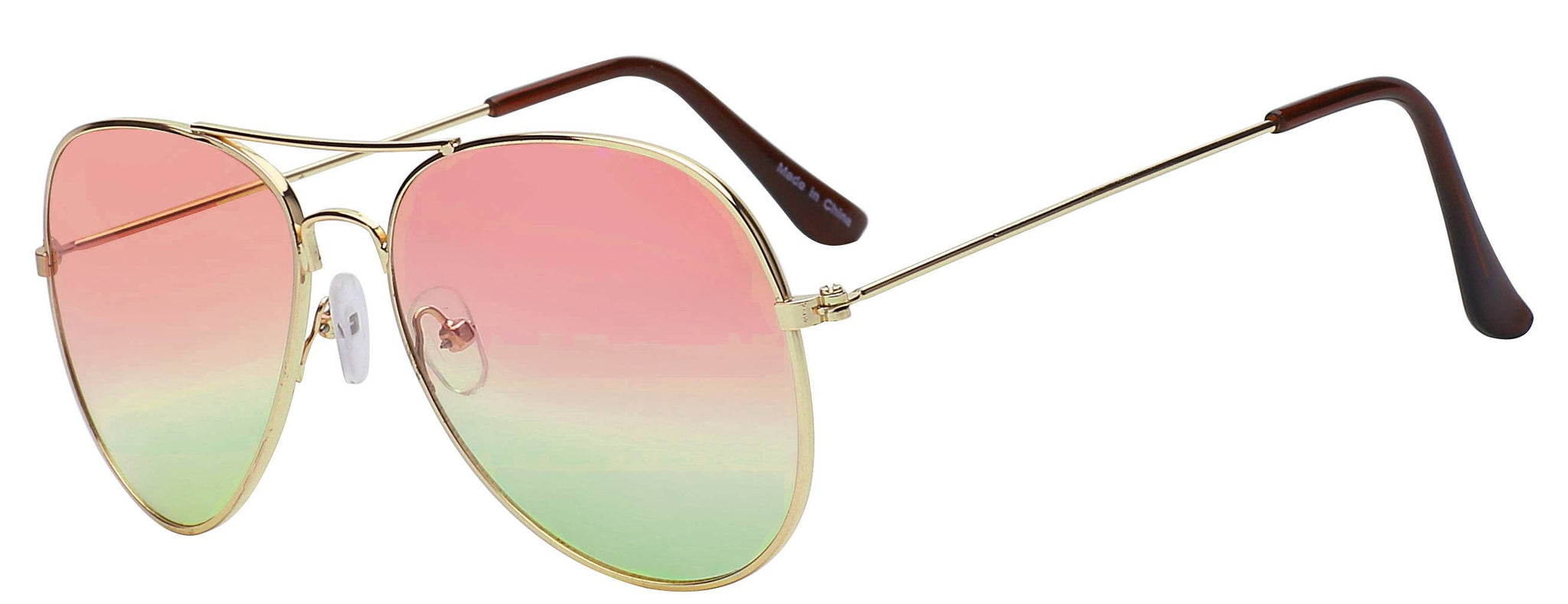 Aviator Sunglasses - Gold Frame / Red Green Two-tone Lens