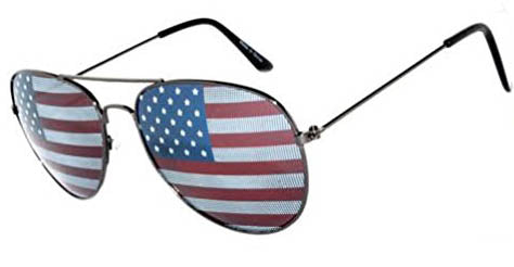 Aviator Sunglasses - Gun Frame / American Flag Lens