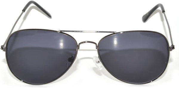 Aviator Sunglasses - Gun Color Frame / Smoke Lens