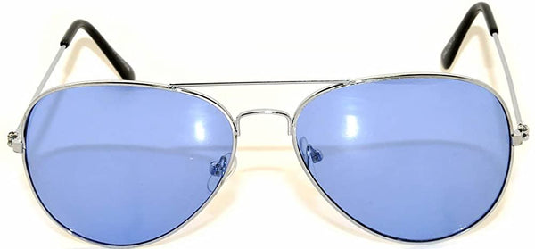 Aviator Sunglasses - Silver Frame / Blue Tint Lens