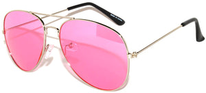 Aviator Sunglasses - Silver Frame / Pink Tint Lens