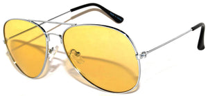 Aviator Sunglasses - Silver Frame / Yellow Tint Lens