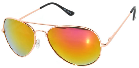 Aviator Sunglasses - Gold Frame / Red Mirror Lens / Spring Hinges