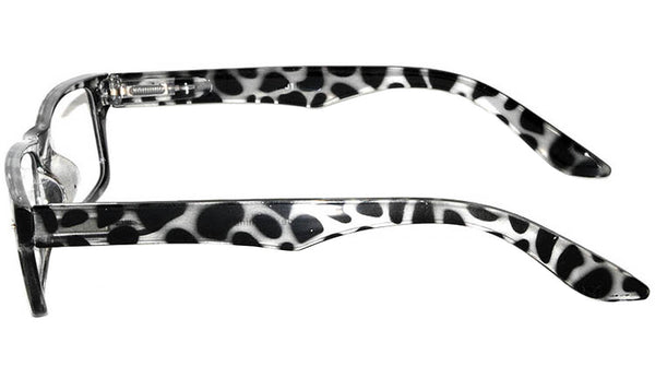 Retro Narrow Rectangular Glasses - Leopard Black Frame / Clear Lens