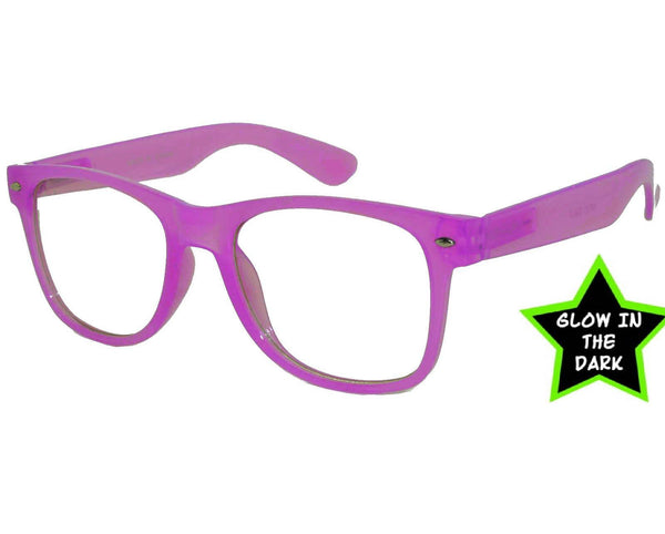 Glow in the Dark Sunglasses - Purple Frame / Clear Lens