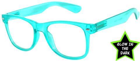 Glow in the Dark Sunglasses - Turquoise Frame / Clear Lens