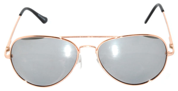 Aviator Sunglasses - Gold Frame / Silver Mirror Lens / Spring Hinges
