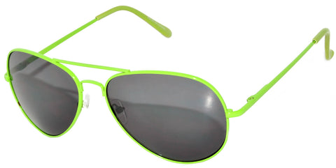 Aviator Sunglasses - Green Frame / Smoke Lens / Spring Hinges