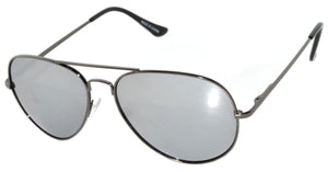 Aviator Sunglasses - Gun Color Frame / Silver Mirror Lens / Spring Hinges
