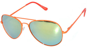 Aviator Sunglasses - Orange Frame / Orange Mirror Lens / Spring Hinges