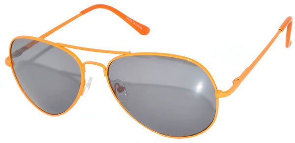 Aviator Sunglasses - Orange Frame / Smoke Lens / Spring Hinges