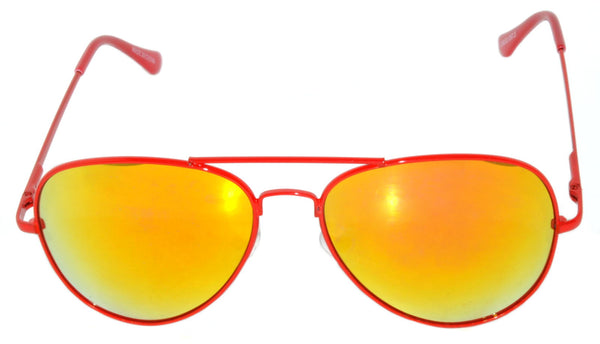 Aviator Sunglasses - Red Frame / Red Mirror Lens / Spring Hinges