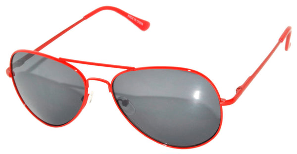 Aviator Sunglasses - Red Frame / Smoke Lens / Spring Hinges