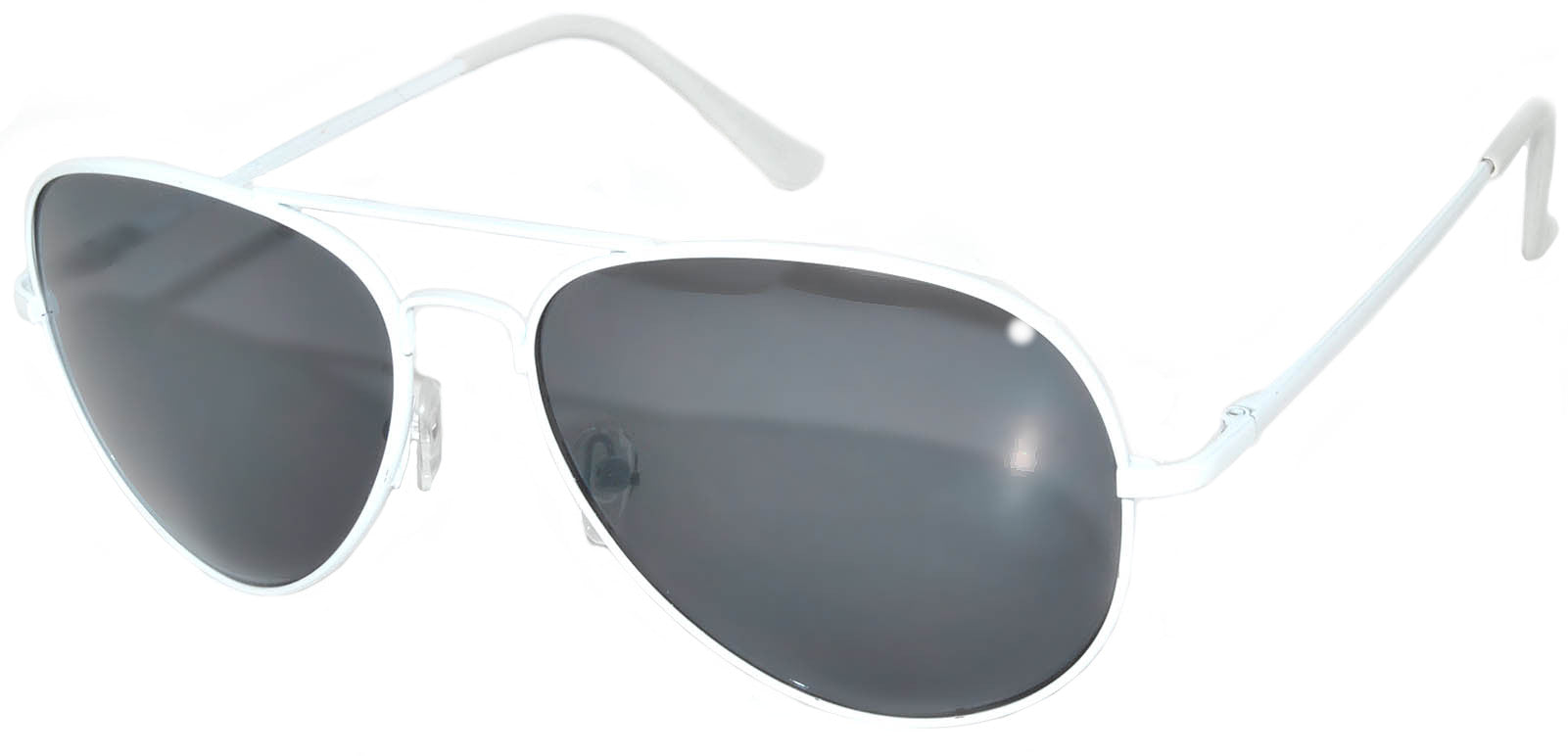 Aviator Sunglasses - White Frame / Smoke Lens / Spring Hinges