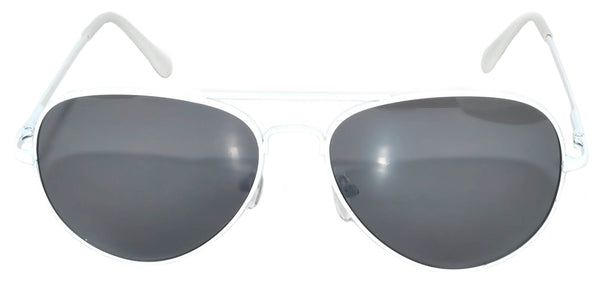 Aviator Sunglasses - White Frame / Smoke Lens / Spring Hinges