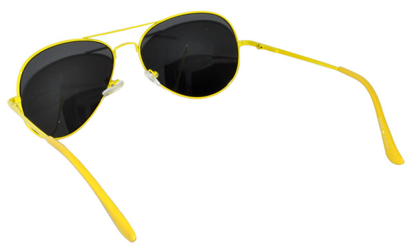Aviator Sunglasses - Yellow Frame / Smoke Lens / Spring Hinges
